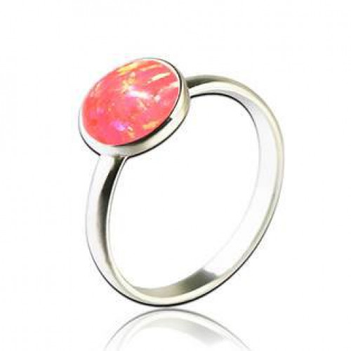 Stříbrný prsten s opálem 8 mm > varianta oranžová