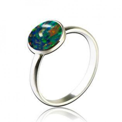 Stříbrný prsten s opálem 8 mm > varianta Zelená