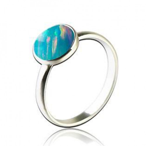 Stříbrný prsten s opálem 8 mm > varianta Tyrkys tmavě modrá