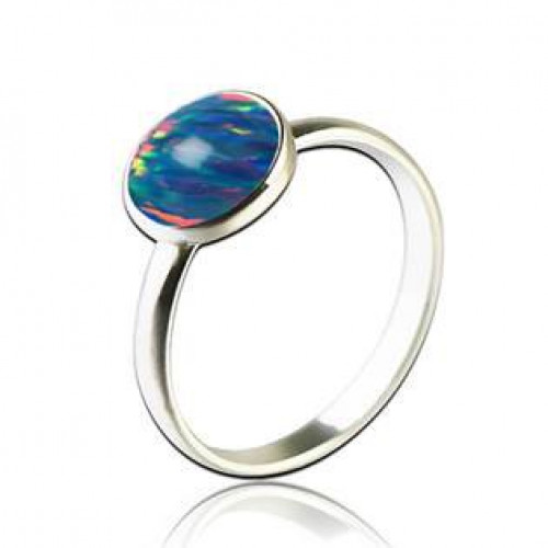 Stříbrný prsten s opálem 8 mm > varianta Tmavě modré