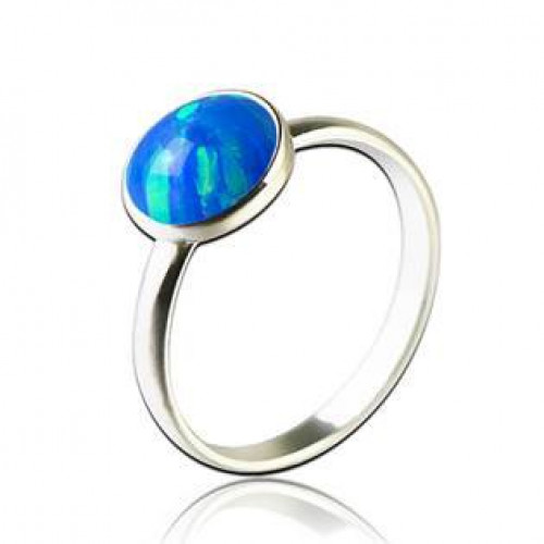 Stříbrný prsten s opálem 8 mm > varianta Modrá