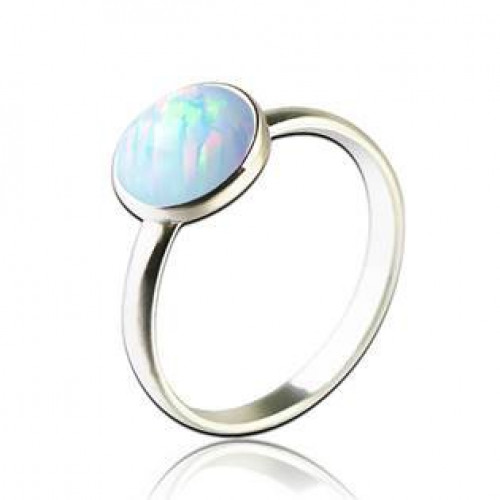 Stříbrný prsten s opálem 8 mm > varianta Duhová bílá