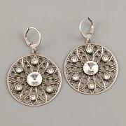 Náušnice KOLO ŠTĚSTÍ zdobí Rivoli Swarovski 8mm - starostříbro