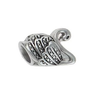 Navlékací ocelový přívěšek korálek - labuť