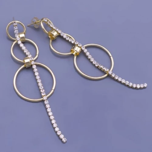 Pozlacené visací náušnice Sisi z chirurgické oceli