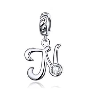 Stříbrný přívěšek korálek - písmeno N > varianta N
