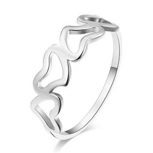 Ocelový prsten se srdíčky, > varianta 56