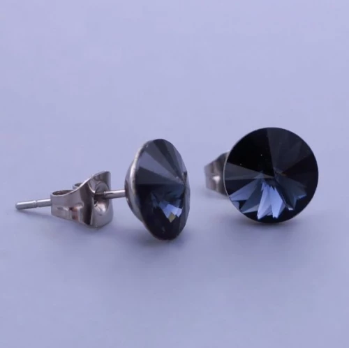 Náušnice z chirurgické oceli Swarovski 8mm - výběr barev > varianta Šedočerná