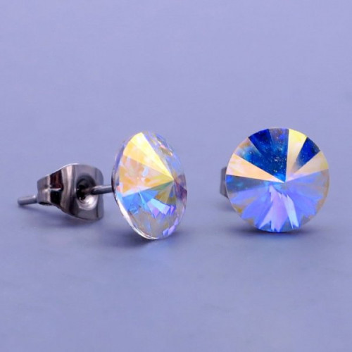 Náušnice z chirurgické oceli Swarovski 8mm - výběr barev > varianta Crystal AB