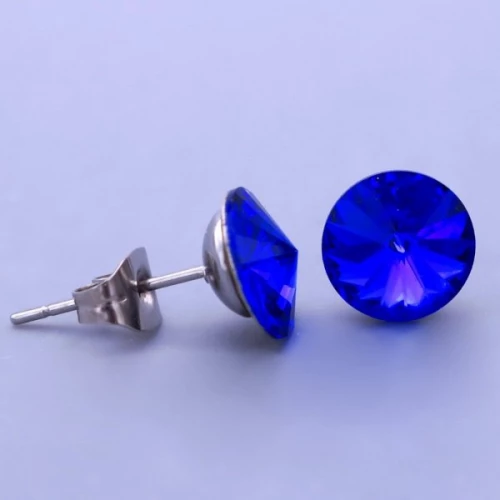 Náušnice z chirurgické oceli Swarovski 8mm - výběr barev > varianta Tmavě modré