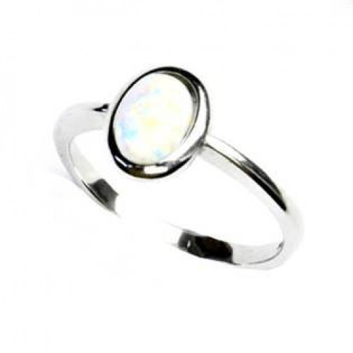 Stříbrný prsten s bílým opálem > varianta 50