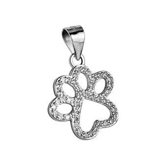Stříbrný přívěšek tlapka se zirkony