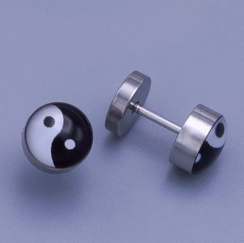 Pánské piercingové náušnice s motivem Jin a Jang