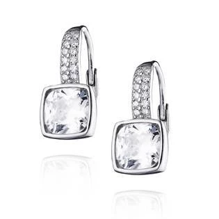 Stříbrné náušnice čtvercové zirkony