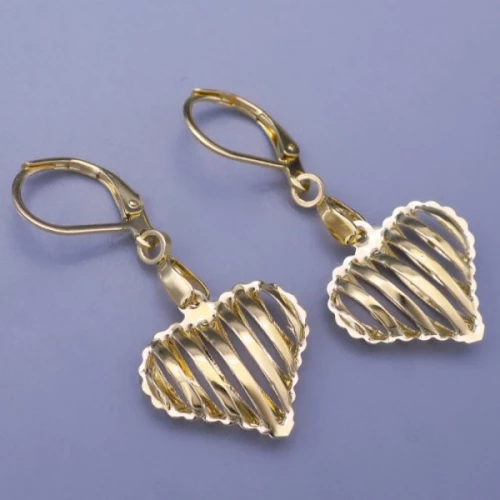 Pozlacené srdíčkové náušnice z chirugické oceli