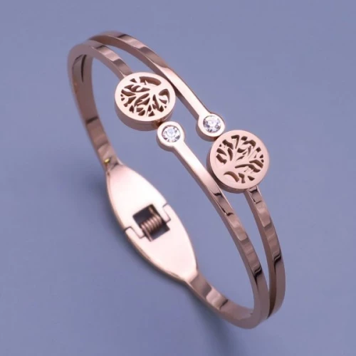 Náramek z chirurgické oceli stromy života gold rose