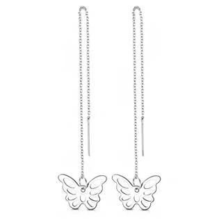 Provlékací ocelové náušnice s motýlky