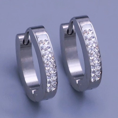 Náušnice oválky s čirými kamínky z chirurgické oceli