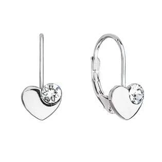 Stříbrné náušnice srdíčka se Swarovski krystaly > varianta Crystal