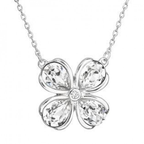 Stříbrný náhrdelník s krystaly Swarovski bílá kytička
