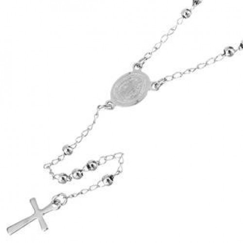 Ocelový náhrdelník - růženec s křížem
