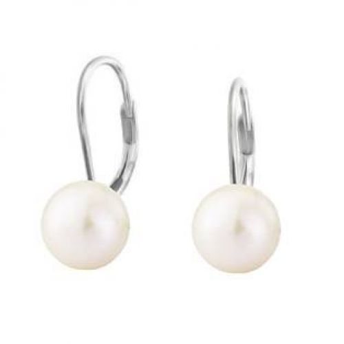 Stříbrné perlové náušnice - bílé perly 10 mm