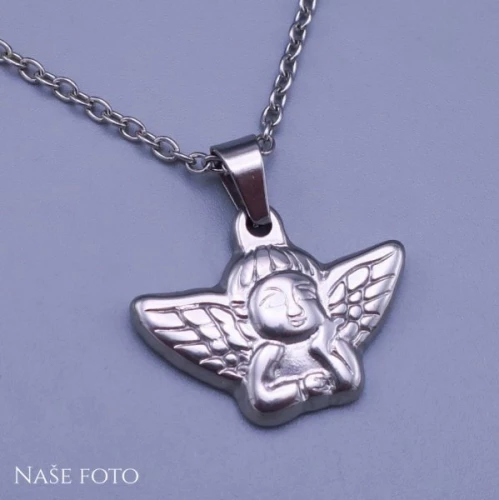 Krásný přívěsek Anděla s řetízkem z chirurgické oceli