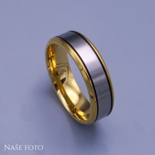 Dámský i pánský prstýnek v kombinaci zlaté a stříbrné barvy z chirurgické oceli