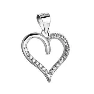 Stříbrný přívěšek - srdíčko se zirkony