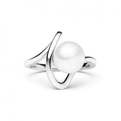 Stříbrný prsten s bílou perlou, vel. 52
