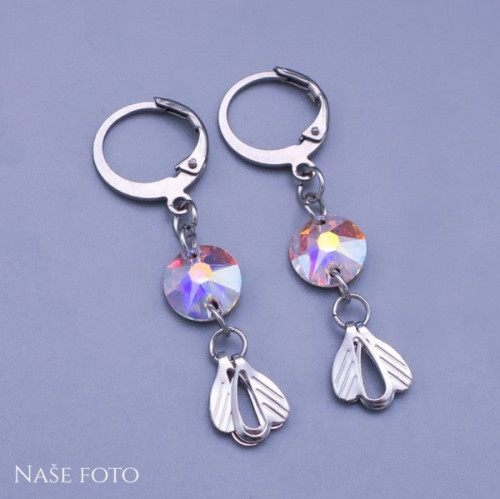Swarovski dámské visací náušnice zdobené srdíčky z chirurgické oceli