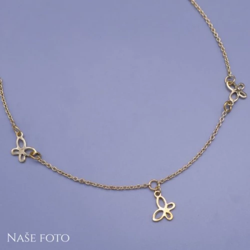 Krásný dámský řetízek s motýlky z pozlacení chirurgické oceli (vhodný také pro děti)