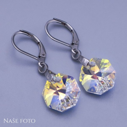 Náušnice Swarovski Octagon 12mm Crystal AB