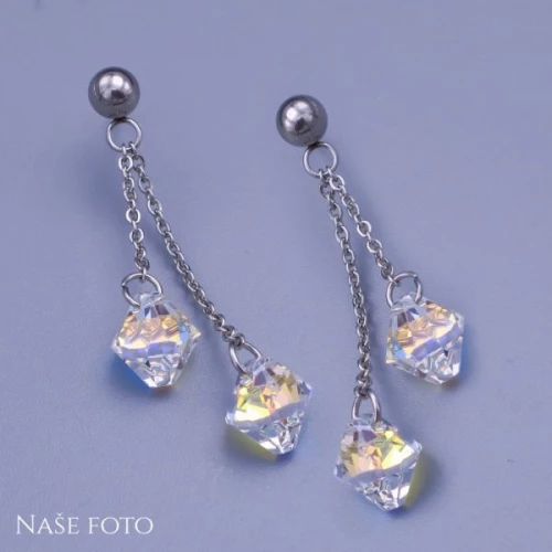 Řetízkové náušnice Swarovski Crystal AB