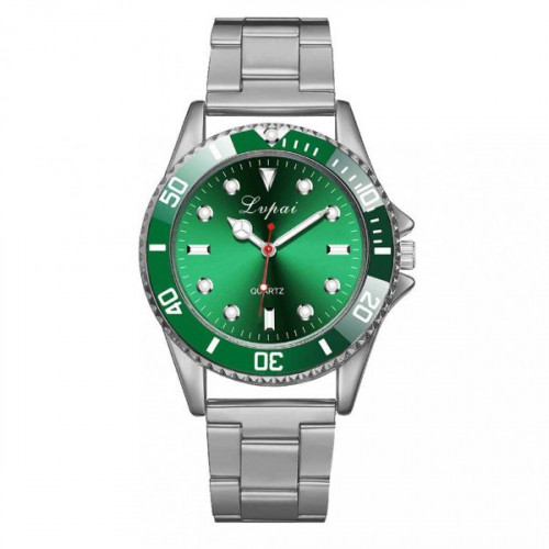 Sportovní pánské hodinky stříbrné kovové se zeleným ciferníkem > varianta Zelená