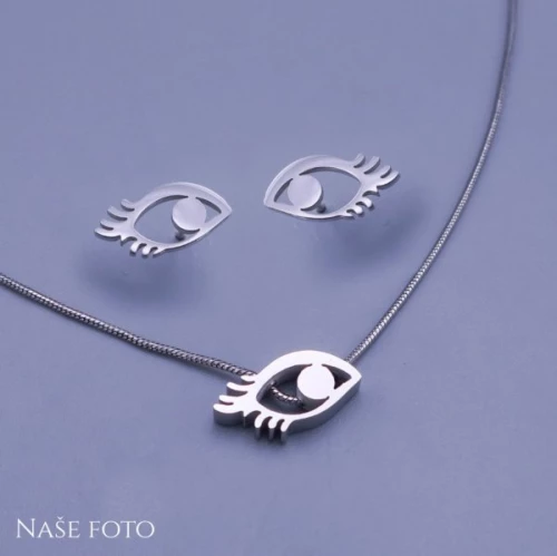 Moderní dámská souprava náušnic a přívěsku - Horovo oko z chirurgické oceli