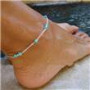 Stříbřený náramek na nohu s tyrkysovými korálky