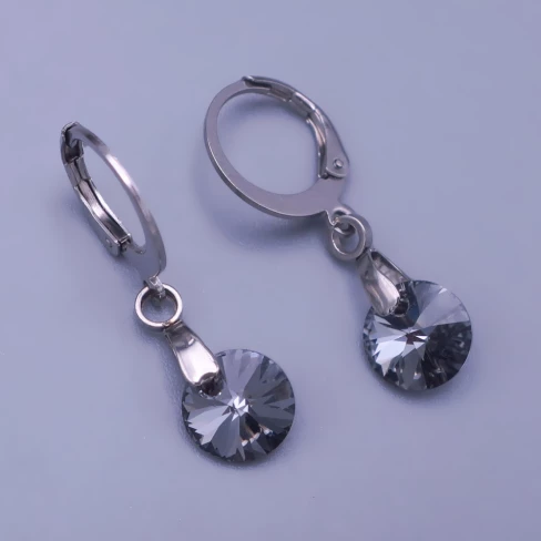 Dětské náušnice z chirurgické oceli se Swarovski krystaly – Silver Night