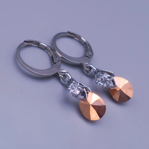 Dětské náušnice z chirurgické oceli se Swarovski krystaly – slzy gold rose