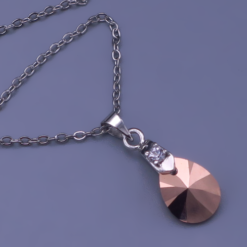 Přívěsek Swarovski slza z chirurgické oceli – gold rose