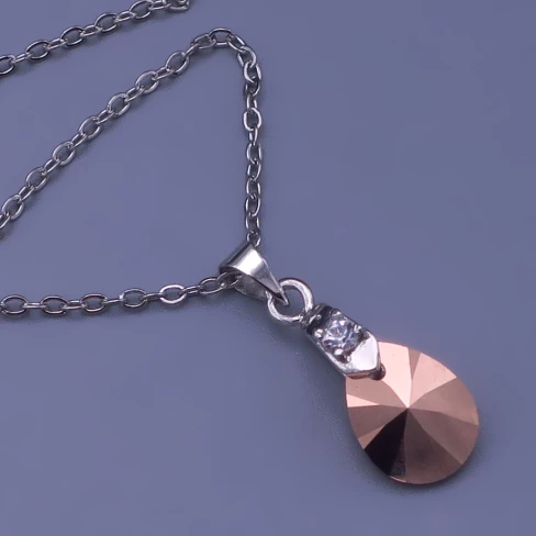 Přívěsek Swarovski slza z chirurgické oceli – gold rose