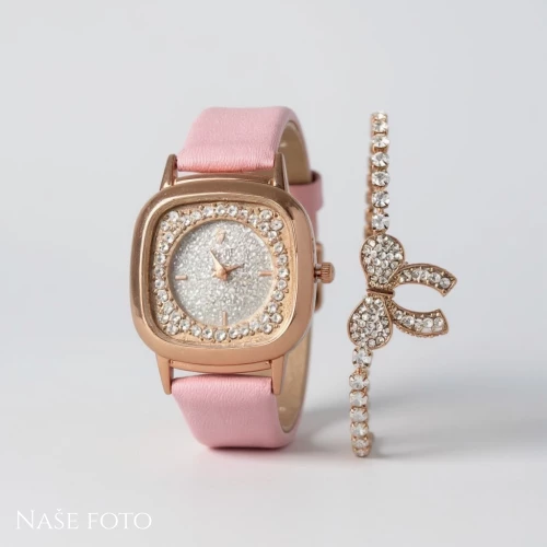 Dámský set – hodinky s náramkem s mašličkou
