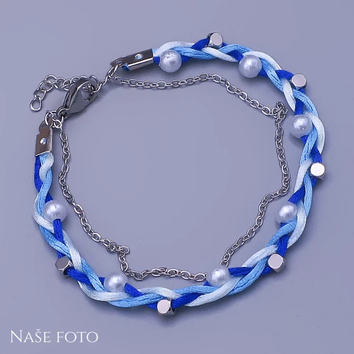Náramek s perličkami – mořský modrý