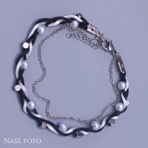 Náramek s perličkami – elegantní černobílý