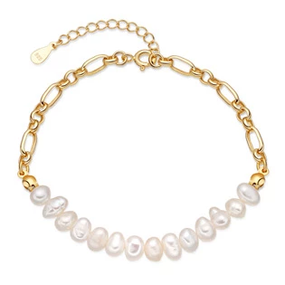 Stříbrný náramek s přírodními perličkami zlacený