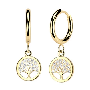Zlacené visací ocelové náušnice strom života