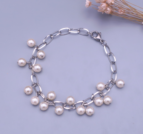 Originální náramek z chirurgické oceli s perličkami Swarovski