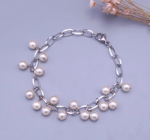 Originální náramek z chirurgické oceli s perličkami Swarovski