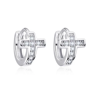 Stříbrné náušnice křížky se zirkony