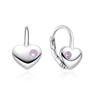 Stříbrné dívčí náušnice srdíčka se zirkonem